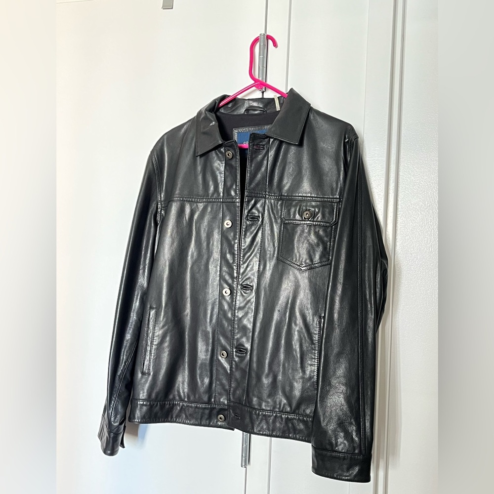Cole Haan Men’s Leather Jacket Black M Like New Proto Sample